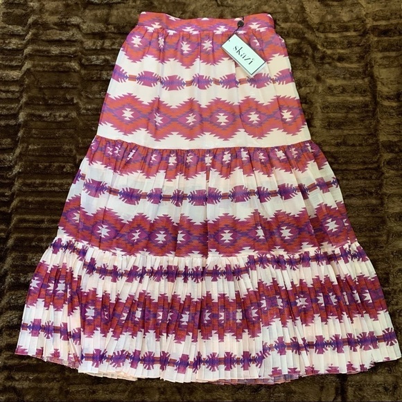 Skazi NWT Pleated Tribal Print Pleated Skirt Large - Picture 4 of 16